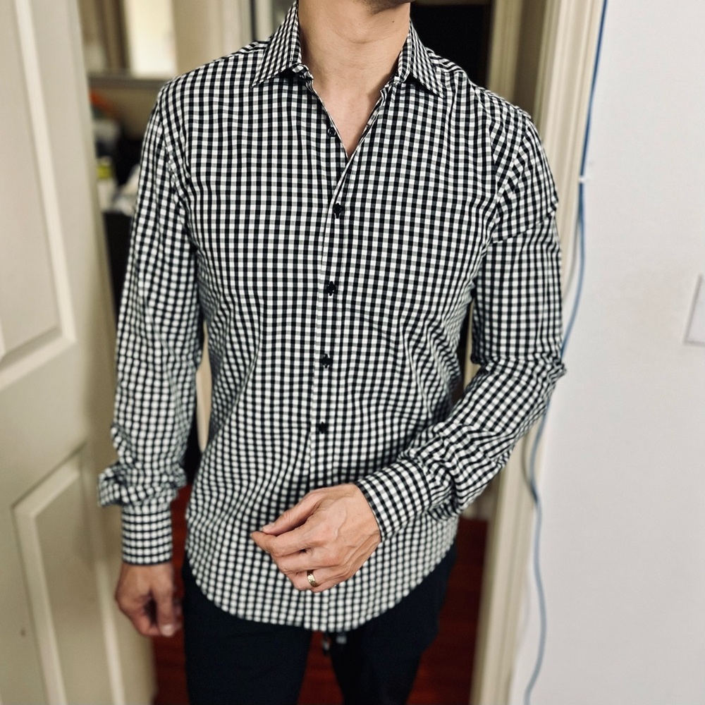 Zara Man Dress Shirt Black White Men Medium